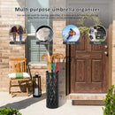 Metal Umbrella Stand in Black - Hollowed Design, 15x15x42cm, Holds 4-6 Long Umbrellas