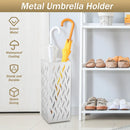 Metal Umbrella Stand Rack in White - Rectangular Design, Holds 4-8 Umbrellas, 16.5x16.5x42cm