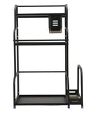 3-Tier Black Stainless Steel Kitchen Spice Rack Organiser with Adjustable Storage