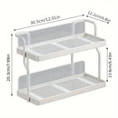 Two-Tier Kitchen Storage Rack Organizer in White with Removable Trays, 30.5x12.2x20.3cm