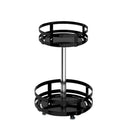 Black Kitchen Rotating Spice Rack - Double Layer Carbon Steel Organizer