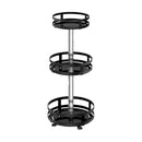 Black Triple Layer Rotating Spice Rack Countertop Organizer with 360° Rotation