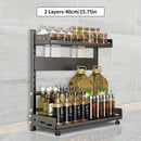 3-Tier Black Stainless Steel Spice Rack Kitchen Condiment Storage Shelf 40x16x54cm