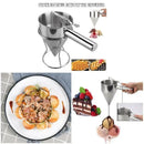 Stainless Steel Funnel Dispenser for Donuts, Cupcakes, and Pancakes - 21cm Height, Silver