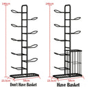 Black Ball Storage Rack for Football, Basketball, Soccer, and Volleyball - 58x23.5x146cm