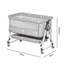 3-in-1 Grey Baby Bassinet Bedside Crib with Adjustable Height, Mosquito Net & Storage Basket