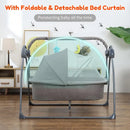 Electric Bassinet Crib Grey Baby Cradle with Lullabies and Remote Control