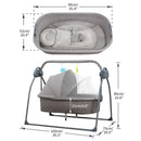Electric Bassinet Crib Grey Baby Cradle with Lullabies and Remote Control