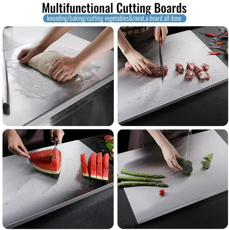 Silver Stainless Steel Chopping Board 50x40cm - Non-Slip Pastry Worktop Protector