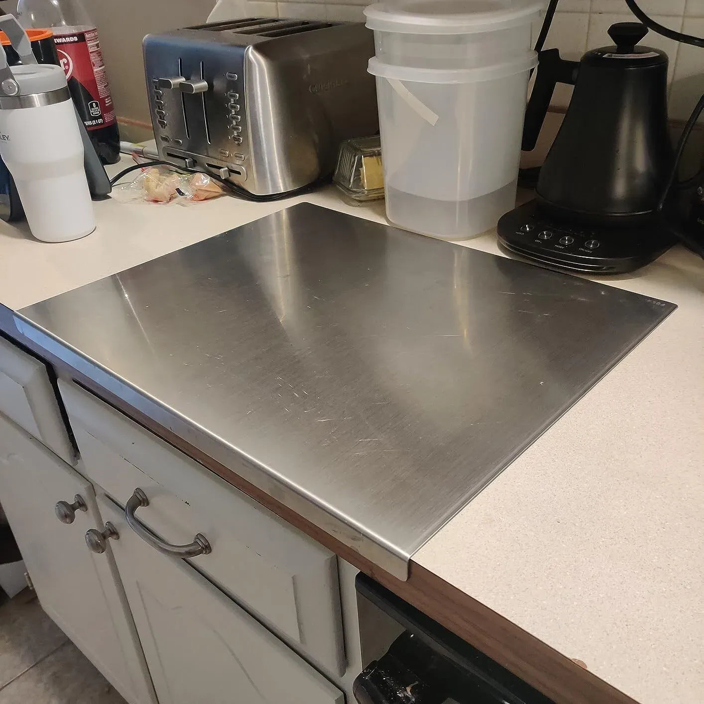 Silver Stainless Steel Chopping Board 70x50cm - Non-Slip Pastry Worktop Protector
