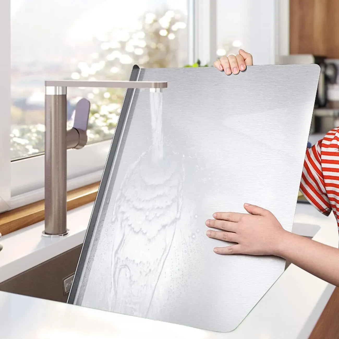 Silver Stainless Steel Chopping Board 80x50cm - Non-Slip Pastry Worktop Protector