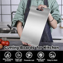 Double-Sided Titanium Cutting Board in Silver, 46x30cm, Ideal for Kitchen and Camping