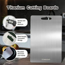 Double-Sided Titanium Cutting Board in Silver, 29x20cm, Ideal for Kitchen and Camping
