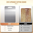 Double-Sided Titanium Cutting Board in Silver, 29x20cm, Ideal for Kitchen and Camping