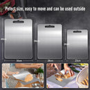 Double-Sided Titanium Cutting Board in Silver, 29x20cm, Ideal for Kitchen and Camping