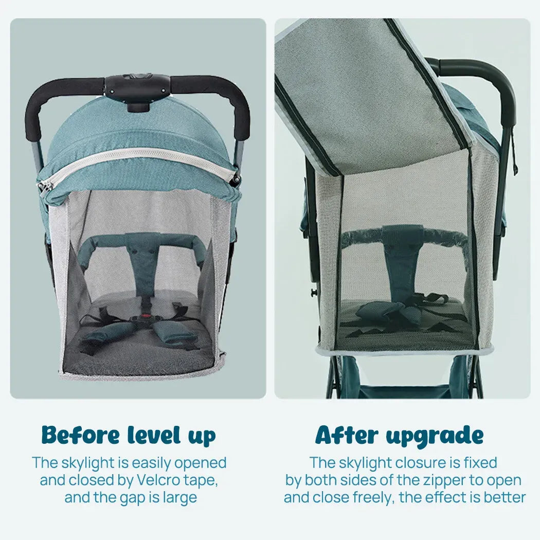 Lightweight Compact Baby Stroller Pram in Blue, Easy Fold for Travel, Dimensions 66x49x97cm