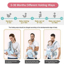 Blue 6 in 1 Adjustable Baby Carrier with Hip Seat in Light Green for Newborns and Toddlers (3-36 Months)