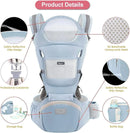 Blue 6 in 1 Adjustable Baby Carrier with Hip Seat in Light Green for Newborns and Toddlers (3-36 Months)