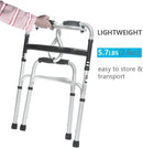 Height Adjustable Folding Medical Walking Frame in Black Aluminium Alloy - Bent