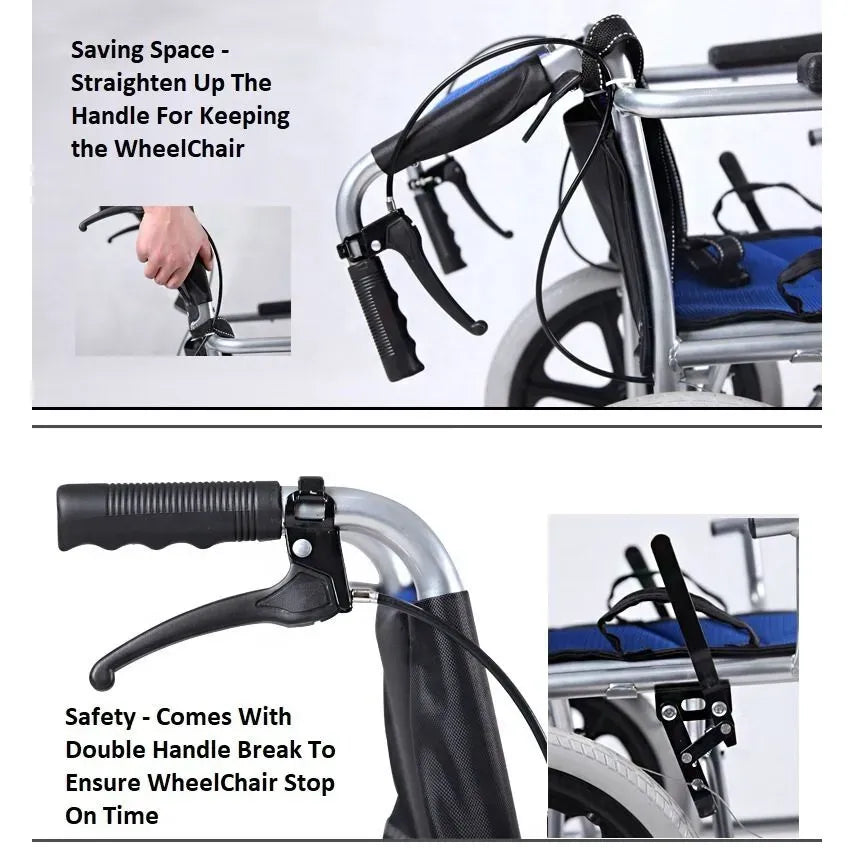 Black Wheelchair 20" Black Lightweight Self-Propelled Folding Wheelchair for Travel