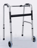 Adjustable Folding Walker Frame with Wheels, Silver Aluminium, 75-92CM Height