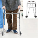 Adjustable Folding Walker Frame with Wheels, Silver Aluminium, 75-92CM Height