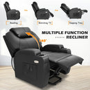 Brown Electric Massage Recliner Chair in Black with Heating and Vibration, 108x100x85cm