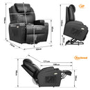 Brown Electric Massage Recliner Chair in Black with Heating and Vibration, 108x100x85cm