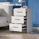 Black White Black Bedside Table with 3 Drawers, Modern Design, 38x35x66cm Storage Cabinet