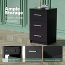 Black White Black Bedside Table with 3 Drawers, Modern Design, 38x35x66cm Storage Cabinet