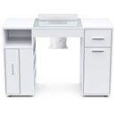 White Manicure Table with Electric Dust Collector and Storage, 108x45x77cm