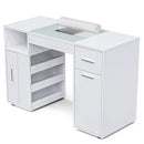 White Manicure Table with Electric Dust Collector and Storage, 108x45x77cm