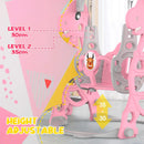 Kids 4 in 1 Slide and Swing Set with Basketball Hoop, Pink, 175x140x115cm