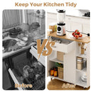 Kitchen Island Cart on Wheels with Charging Station, White, 83x38x82cm