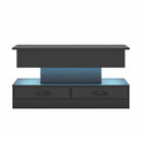 LED Lift Top Coffee Table in Black with 2-Tier Design and Drawers for Living Room