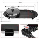 Electric 2 in 1 Black BBQ Grill and Hot Pot with Non-Stick Surface, 1360W, 69x26x11.5cm