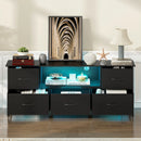 140cm Black LED TV Cabinet Entertainment Unit with Power Outlets