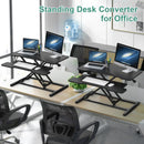 Height Adjustable Black Laptop Riser Desk with Two-Tier Design, 80x40cm