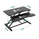 Height Adjustable Black Laptop Riser Desk with Two-Tier Design, 80x40cm