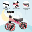Baby Balance Bike in Pink for Toddlers Aged 1-2 Years with 4 Wheels, 47x20x37.5cm