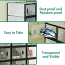 12-Piece Stackable Shoe Storage Box Organiser in Transparent and Black, 36x25x19cm