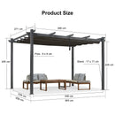 2.7 x 4 M Grey Outdoor Retractable Pergola for Patio