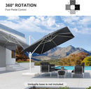 Beige White Cantilever Outdoor Umbrella 3m x 4m with 360-Degree Rotation