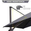 2.5x2.5m Grey Patio Cantilever Outdoor Umbrella with 360-Degree Rotation