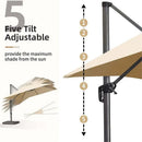 2.5x2.5m Beige Cantilever Outdoor Umbrella with 360-Degree Rotation