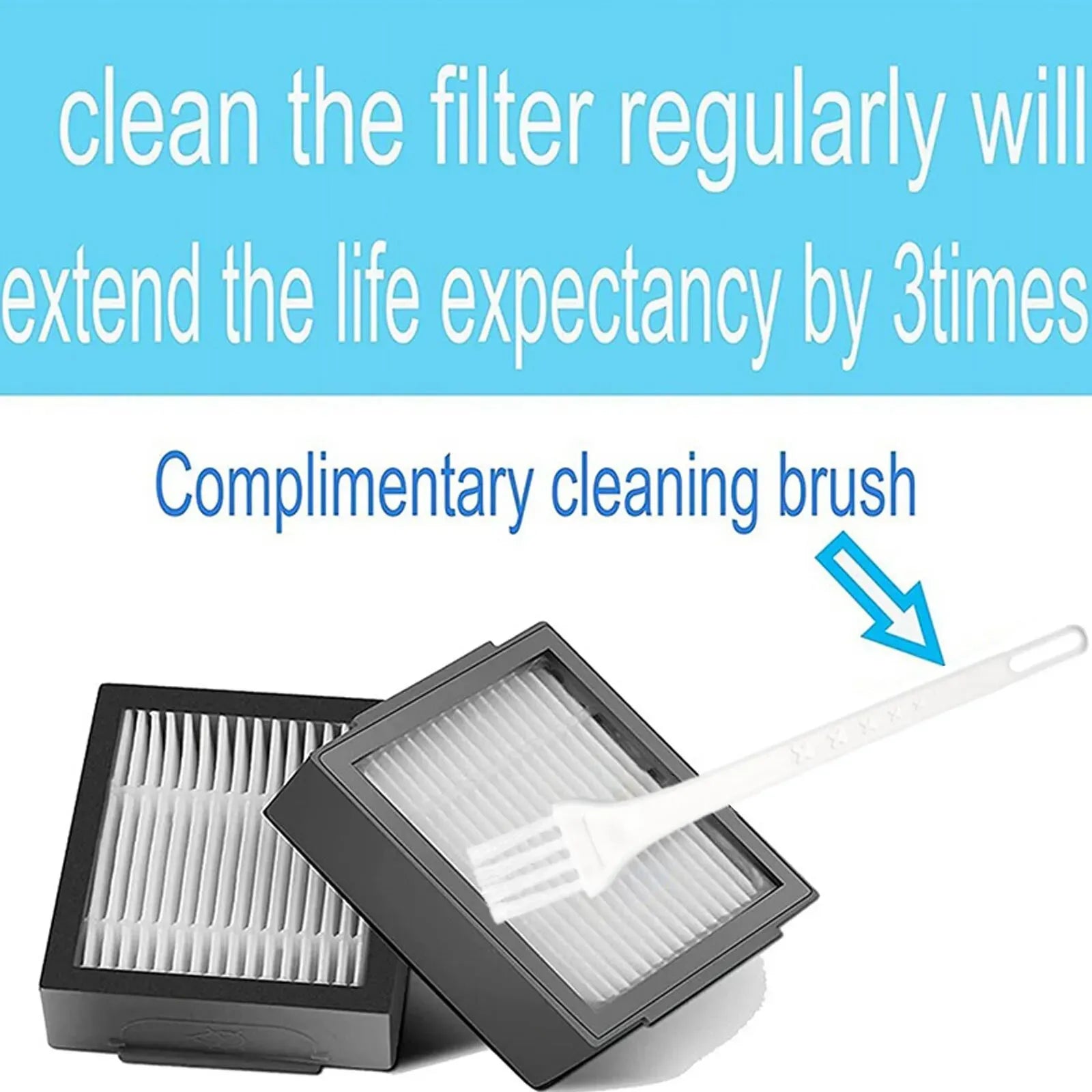 Replacement Filter Brush Parts Set for iRobot Roomba E Series and I Series Vacuum Cleaners - 28 Pieces, Black