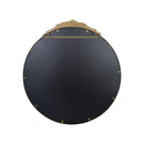 24" Brass Gold Round Baroque Wall Mirror with Embossed Frame