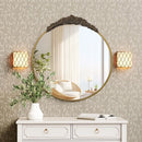 24" Brass Gold Round Baroque Wall Mirror with Embossed Frame