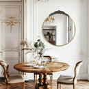 24" Brass Gold Round Baroque Wall Mirror with Embossed Frame