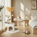 Large Black Real Branch Cat Tree Tower with Plush Condo and Scratching Posts